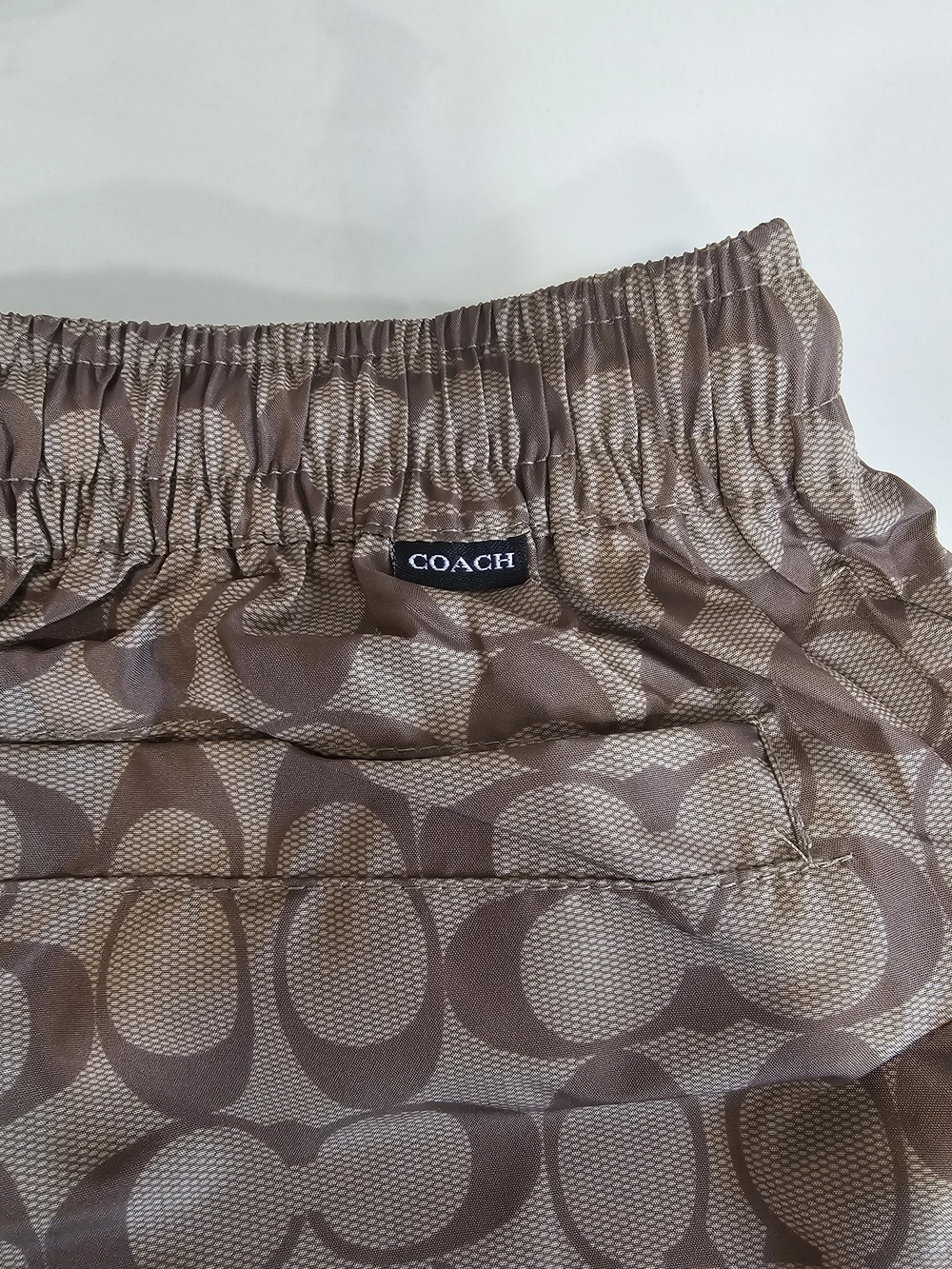 Coach Men’s Signature Swim Trunks — Tan Monogram - Picture 7 of 7